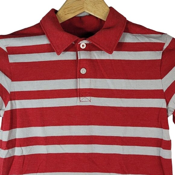 2/$15 Cherokee Boys Polo Shirt Red Striped Size 6 Small Short Sleeve Golf Collar - Picture 5 of 8